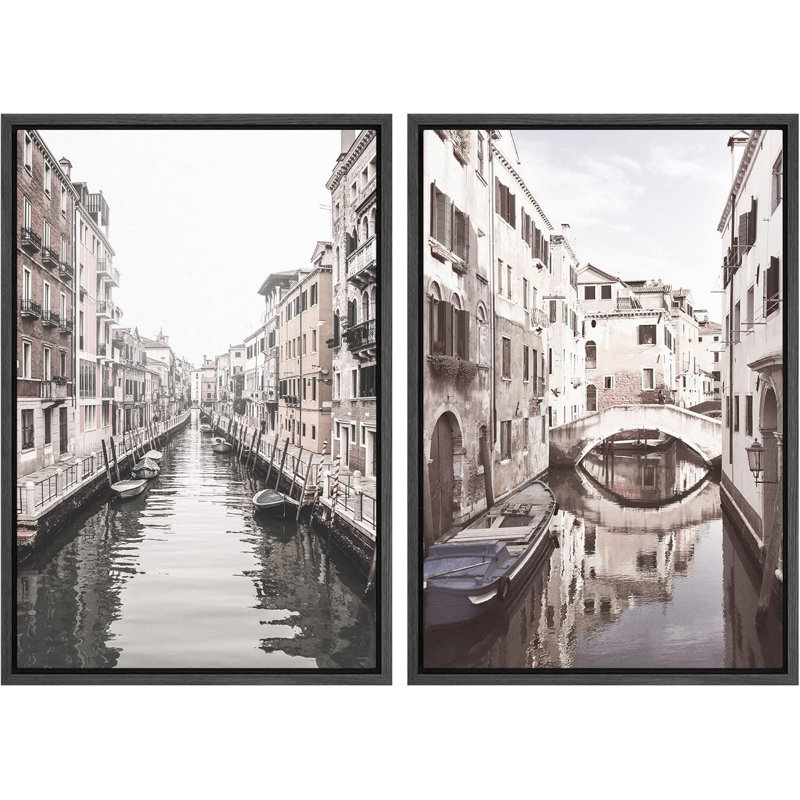 Duotone délavé, voyage à Venise, Italie, Grand Canal, photographie européenne, paysage moderne, bichromie, Noir