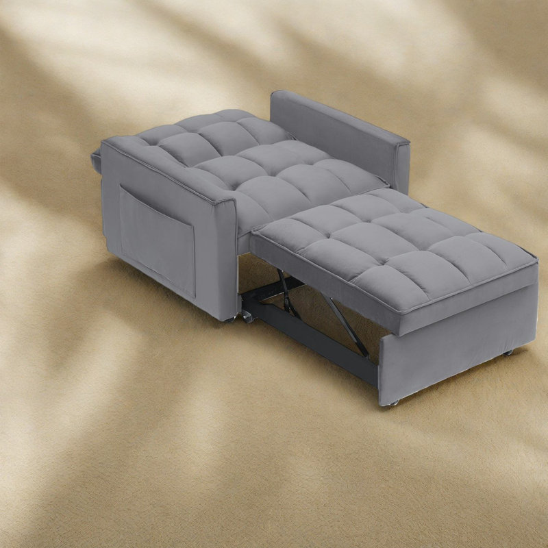 Chaise de canapé-lit réglable moderne, structure en métal et en bois, fauteuil inclinable multifonctionnel compact pour petits espaces, gris foncé