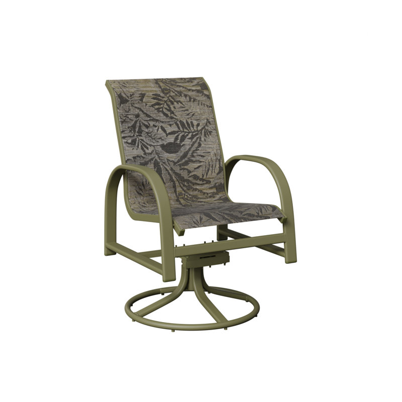 Chaise berçante pivotante en aluminium sauge verte berlinoise avec tissu Sumba Mocha de Berlin Gardens, Sumba moka