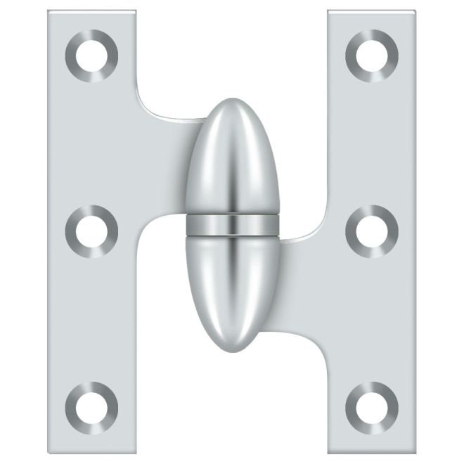 Charnière en chrome poli 2-1 / 2 po x 2 po Deltana OK2520U26-R, Chrome poli, Côté droit