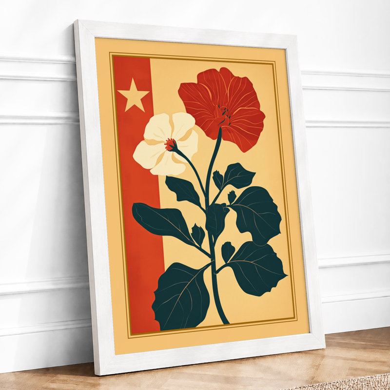 Gilded Bloom Botanical - Framed Print, A2 - 59.4 x 42.0 cm, White
