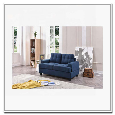 Chic Transitional Loveseat In Navy Blue