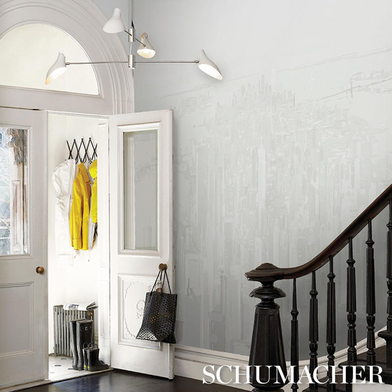 Schumacher X The New Yorker Pascal Campion's New York Skyline Wallpaper, Soft Gray