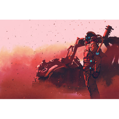 Red Astronaut - Wrapped Canvas Print