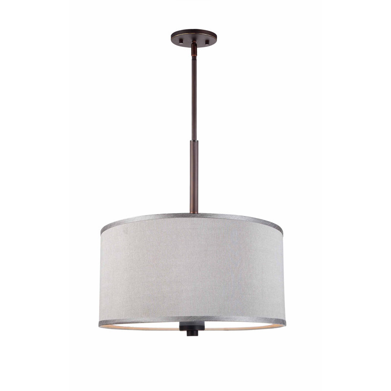 Cisbrough 3 - Light Dimmable Drum Chandelier, Bronze, Grey, 7" H x 15" W x 15" D