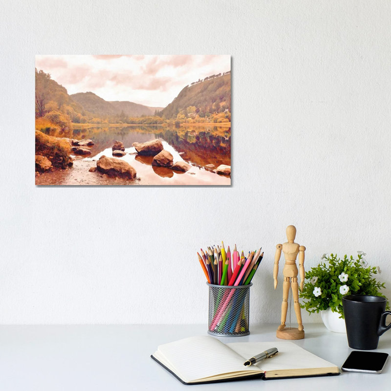 Lakeside In Autumn by Grafitee Studios - Wrapped Canvas Print, 20.32 cm H x 30.48 cm W