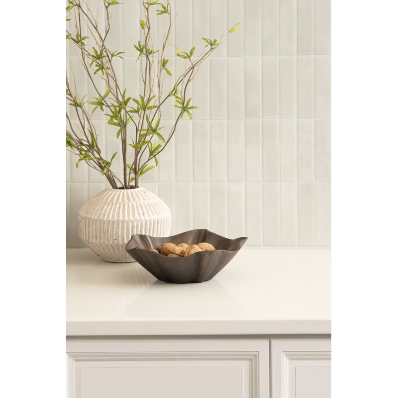 Flutte Wavy Metal Decorative Bowl, Brown