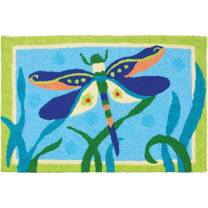 Tapis intérieur / extérieur bleu / vert touffeté à la main Mcgoldrick