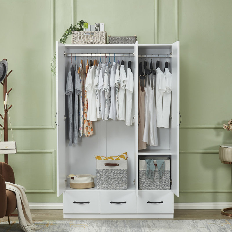 Armoire en bois manufacturé avec miroir, blanc