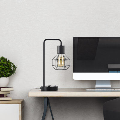 Lampe de table USB avec prise de courant à 2 broches USB Edison