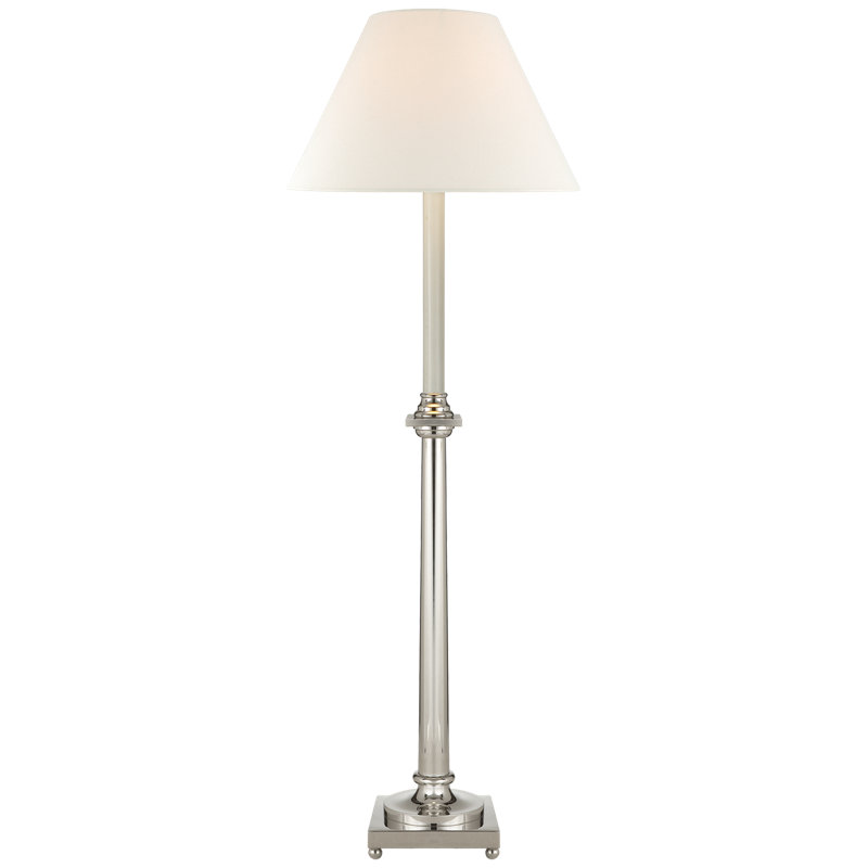 Chapman & Myers Swedish Column Buffet Lamp, Polished Nickel, Fabric