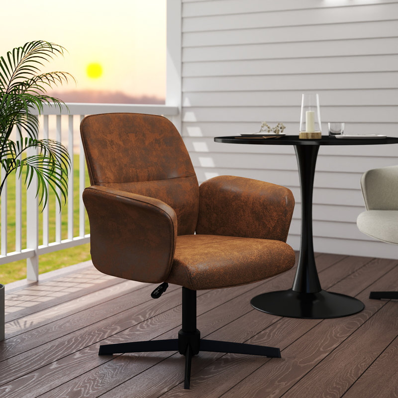 Modern Outdoor Patio Table and Chair Set with Adjustable Swivel Chairs, Black/Brown