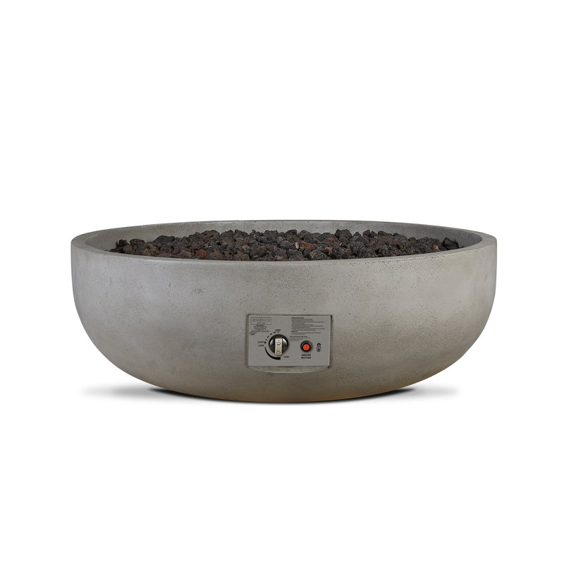 Carson 38" Round Concrete Propane Fire Pit in Carbon by Jensen Co., 14.5" H x 38" W x 38" D, Natural Gas, Gray