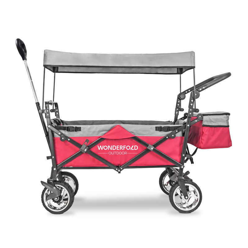 Red Folding Utility Wagon with Canopy and Brakes