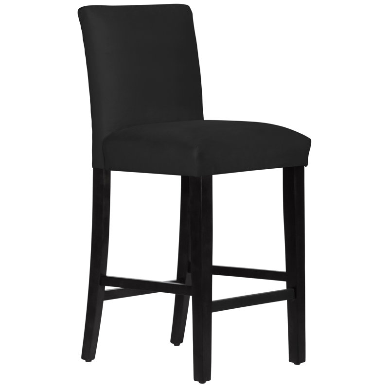 Tabouret de bar et de comptoir Hadrien, Tabouret de bar (siège d'une hauteur de 31 po), Velours performance noir classique