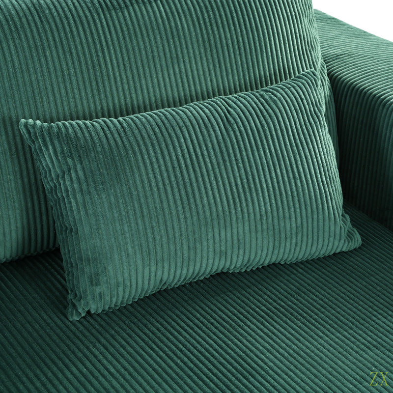 Canapé-lit double en Corduroy avec 2 coussins, parfait pour les salons, les appartements et les bureaux, Polyester vert