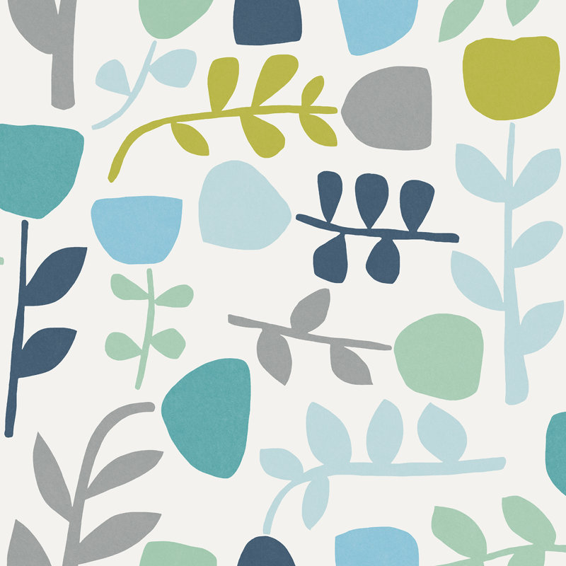 Rouleau de papier peint L 33 pi x l 20,5 po Andelko, Bleu sarcelle
