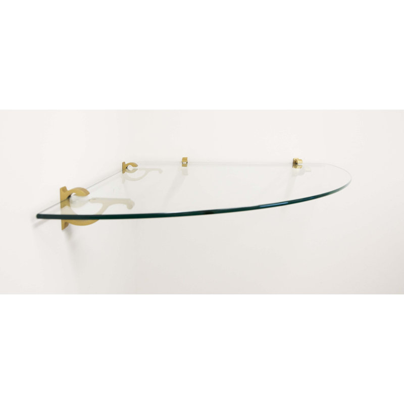 Tablette d'angle en verre Arriella, Laiton