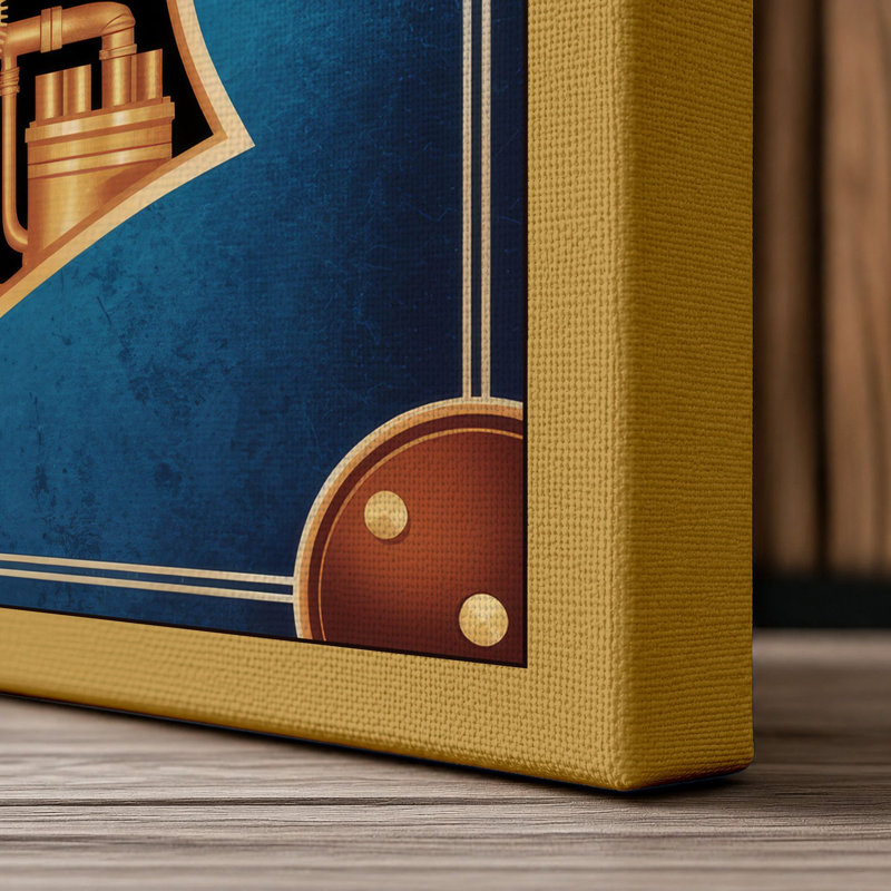Mechanical Mind Steampunk - Wrapped Canvas, Ochre Border, 30x20 - 76.2 x 50.8 cm