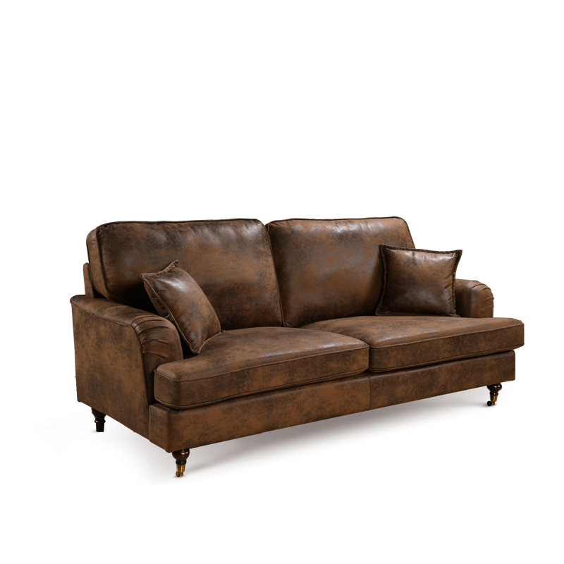 Crystil Upholstered Compact Sofa, Brown, 3