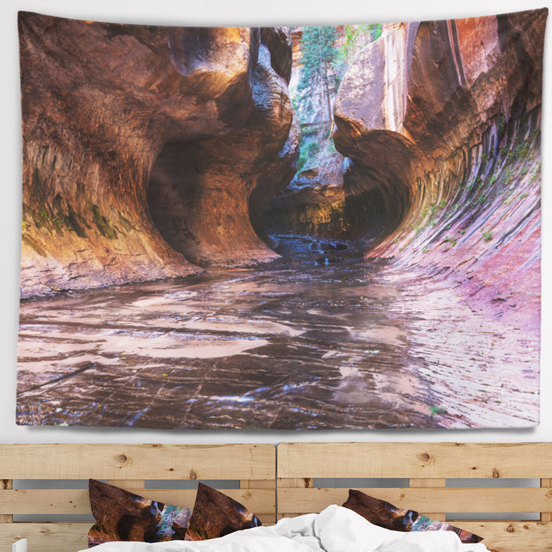 Paysage, grotte dans le parc national de Zion, tapisserie de l'Utah, H 32 po x l 39 po