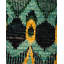 Tapis unique noir / vert / jaune noué à la main Tristano 5 pi 10 po x 8 pi 10 po