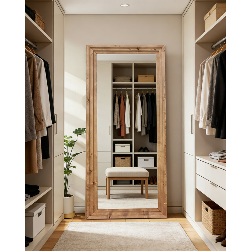 Full-Length Mirror With Stand – Solid Wood Frame Floor Mirror, Freestanding Or Wall-Mounted For Living Room, Bedroom, Or Dressing Area