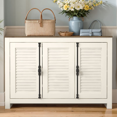 Malyha Farmhouse Louvered 3 Door Shoe Cabinet