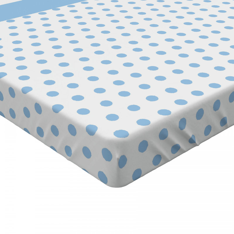 Full Size Blue and White Microfiber Polka Dot Fitted Sheet