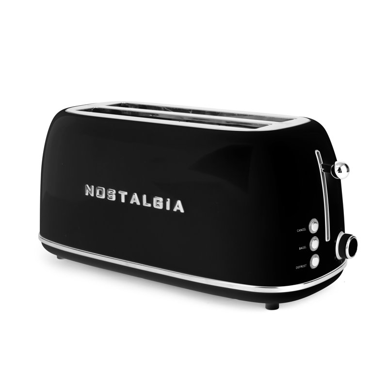 Classic Retro 4- Slice Toaster, Black, Black