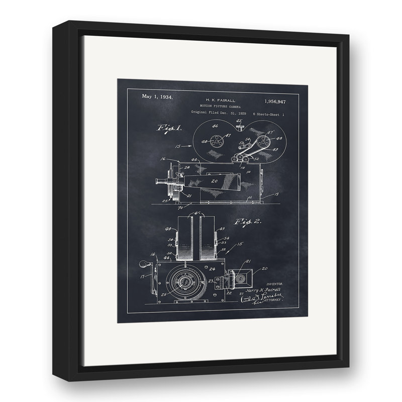 Caméra cinématographique brevetée sur toile, H 21,75 po x l 17,75 po x P 1,75 po, Cadre flottant noir