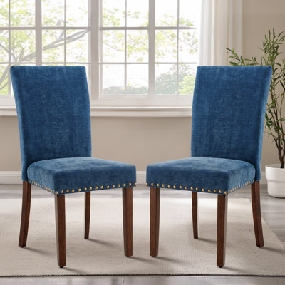 Upholstered Dining Side Chair with High Back and Nailhead Trim, Solid Wood Legs, Modern Parsons for Dining Room