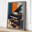 Grand Piano in Blue Mid-Century 1 Piece Wrapped Canvas Wall Art-1306178484-1306178485