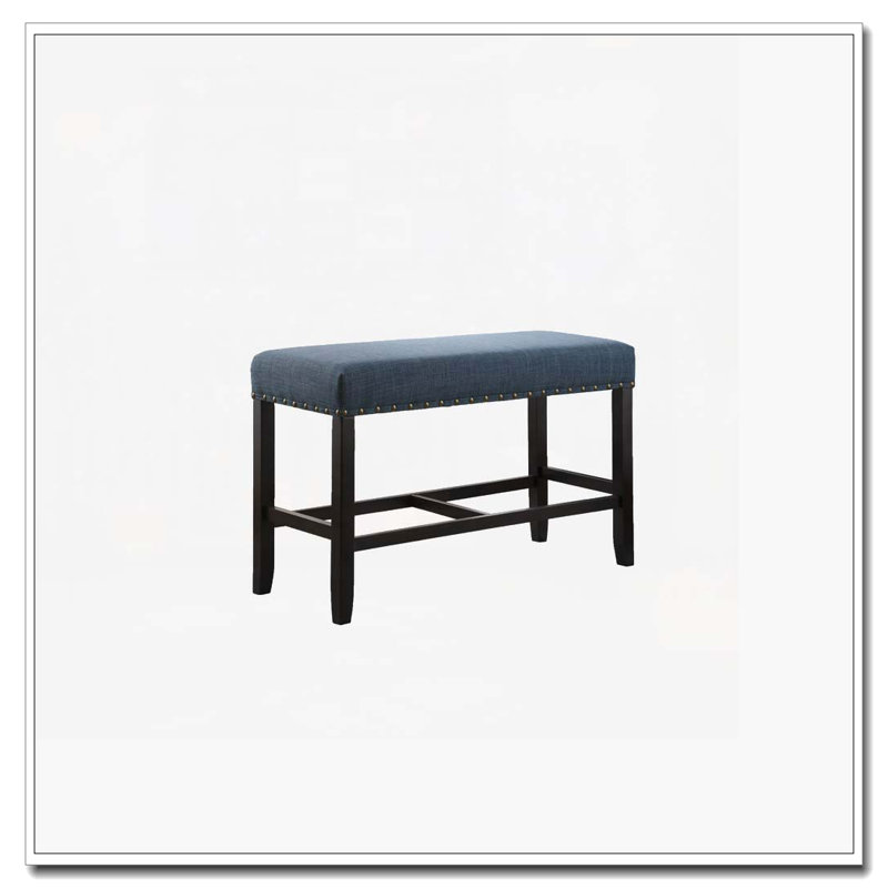 Banc de salle à manger rembourré avec garniture cloutée, Blue