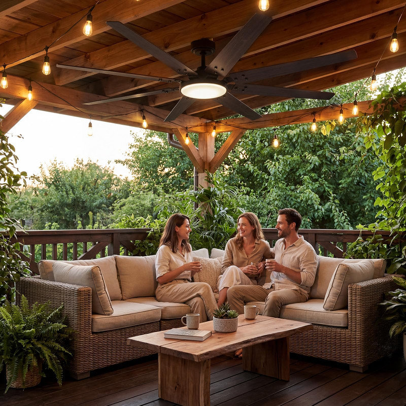 72” Large Ceiling Fan with Lights and Remote, 8-Blade Smart Fan, App & Voice Control, Adjustable CCT & Timer, for Indoor/Outdoor Use