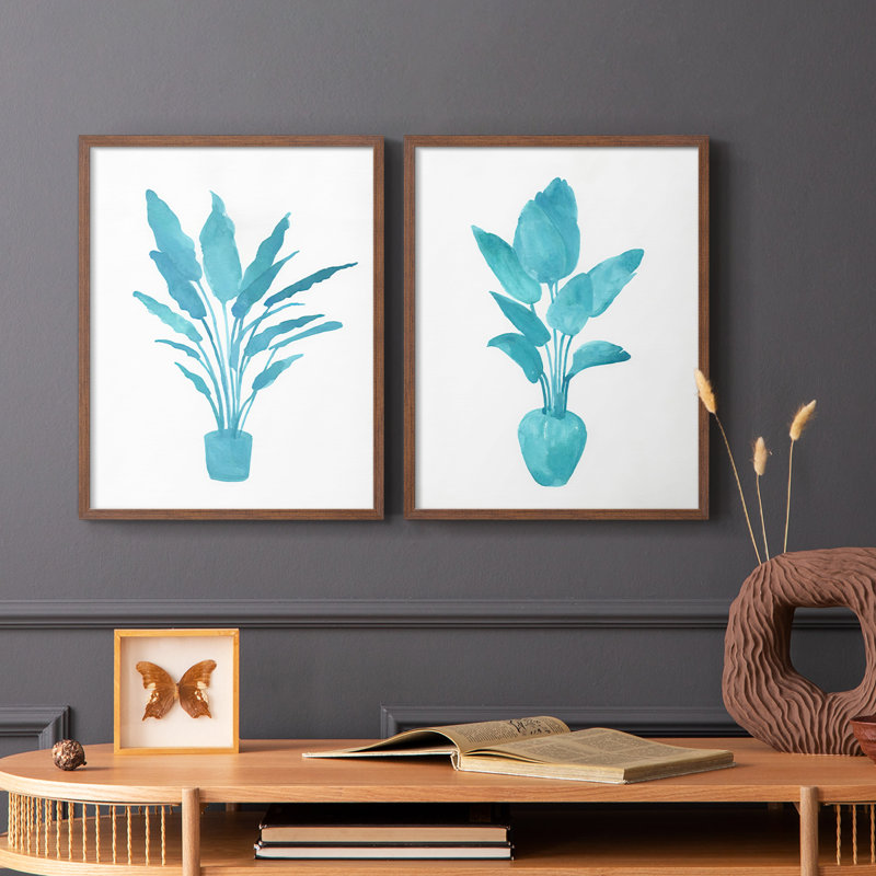 «Watercolor House Plant I», reproduction encadrée de qualité supérieure - prête à être accrochée - aucun clou requis - aucun clou requis