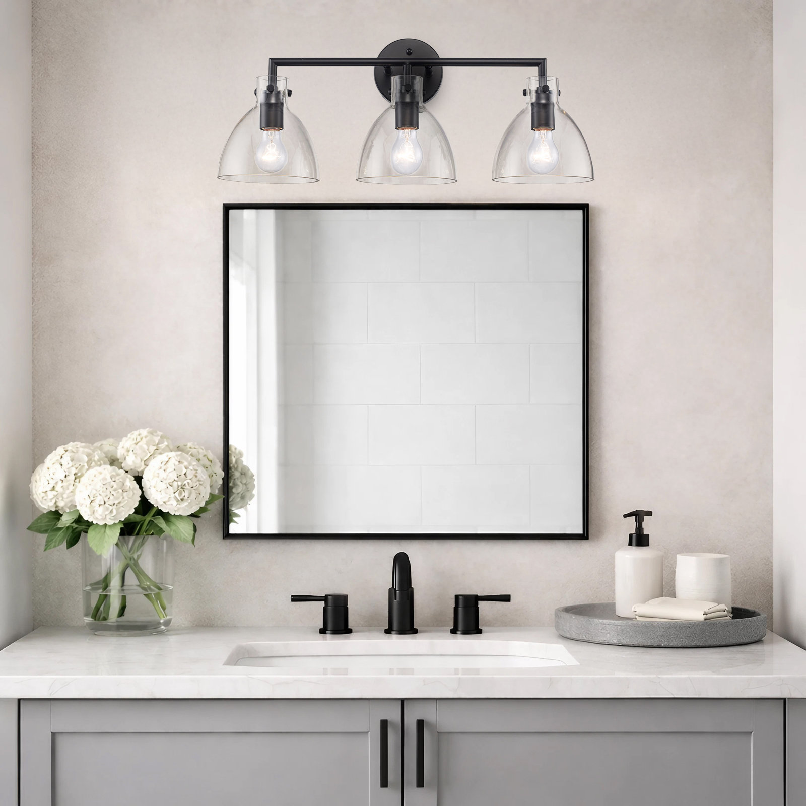Martins 3 Light Dimmable Vanity Light, Black