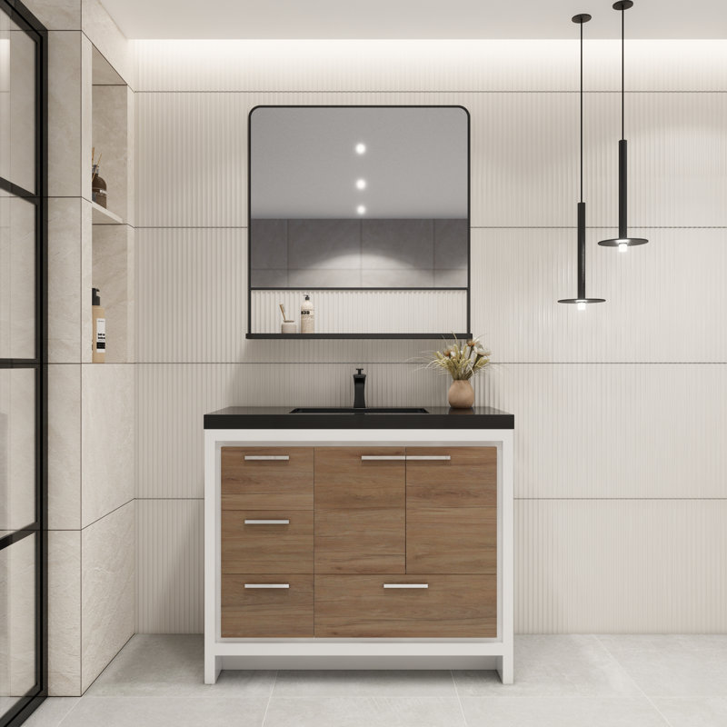 Ensemble de meuble-lavabo simple 42 po Eolia, Chêne blanc