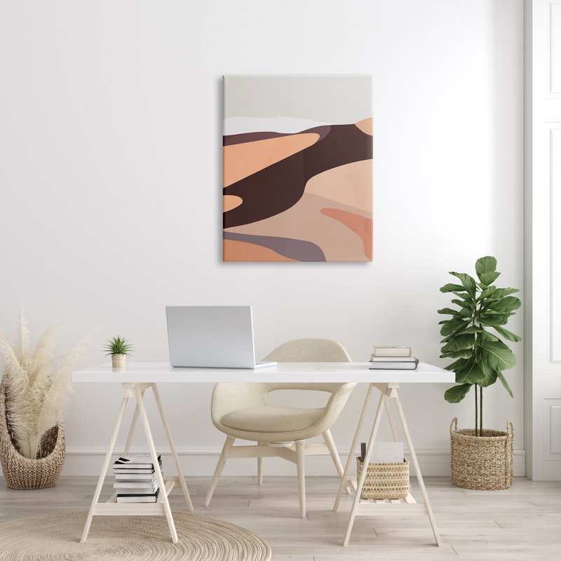 Abstrait de dune moderne, terre cuite, vagues de sable, ferme rustique surdimensionnée, art numérique sur toile par Annie Warren