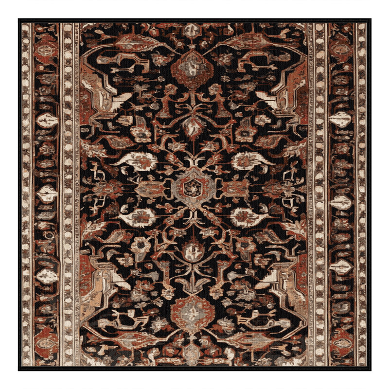 Machine Washable Persian Brown Area Rug, Square 7'