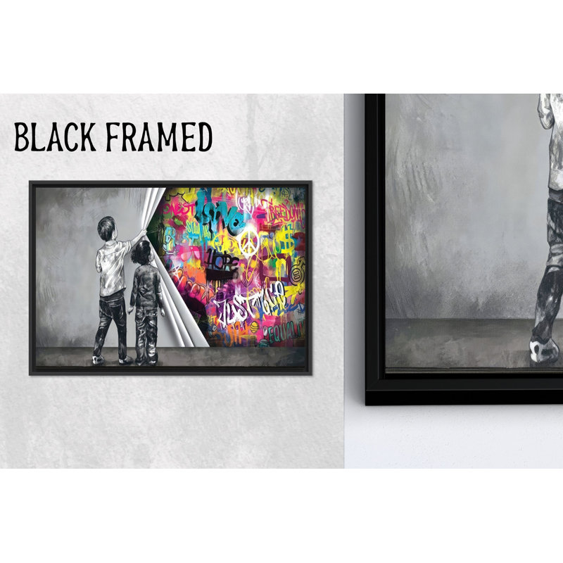 Urban Graffiti Vibes: impression sur toile pour un décor moderne, 1P BlackFramedCanves, H: 11,9 po x l: 15,8 po