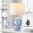 23.6'' Chinoiserie Ceramic Table Lamp Blue and White Porcelain Lamp for Nightstand