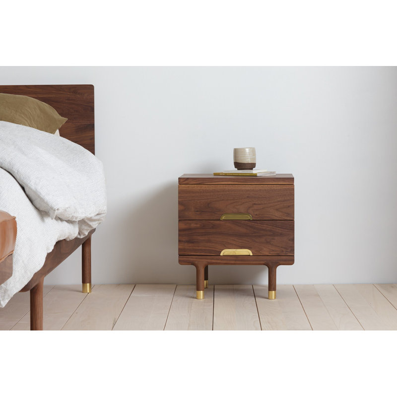 Simple Solid Wood End Table, Brown Wood