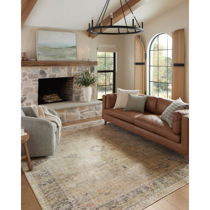 Magnolia Home By Joanna Gaines X Loloi Millie Gold / Charcoal Area Rug, Rectangle 2'3" x 3'10"