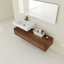 Meuble-lavabo mural de 60 po avec lavabo en résine, tiroir à fermeture en douceur et fixation flottante