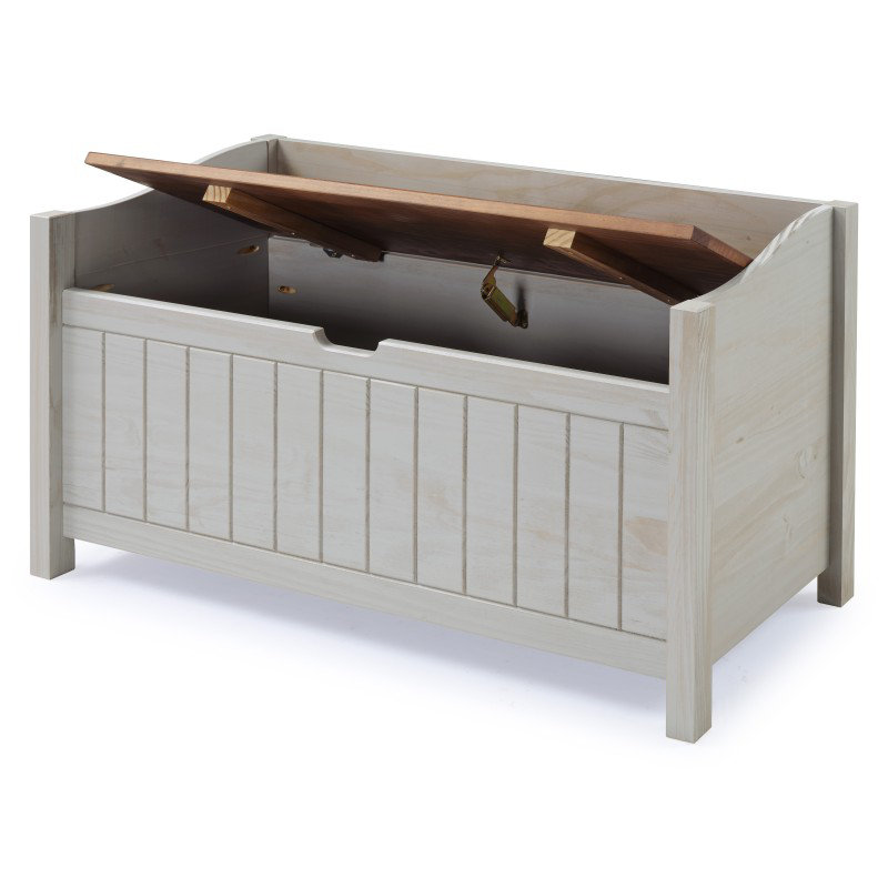 Wood Storage Bench, Grey