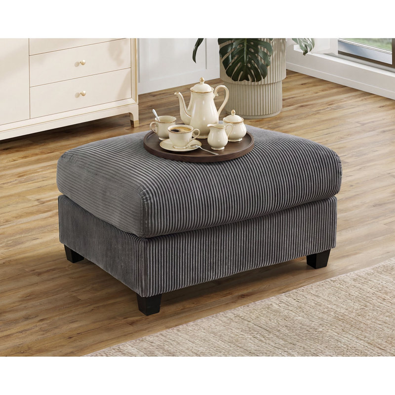 Repose-pieds modulaire rembourré en velours côtelé 33,8 po Brampton pour canapé modulaire Brampton, Stone Grey