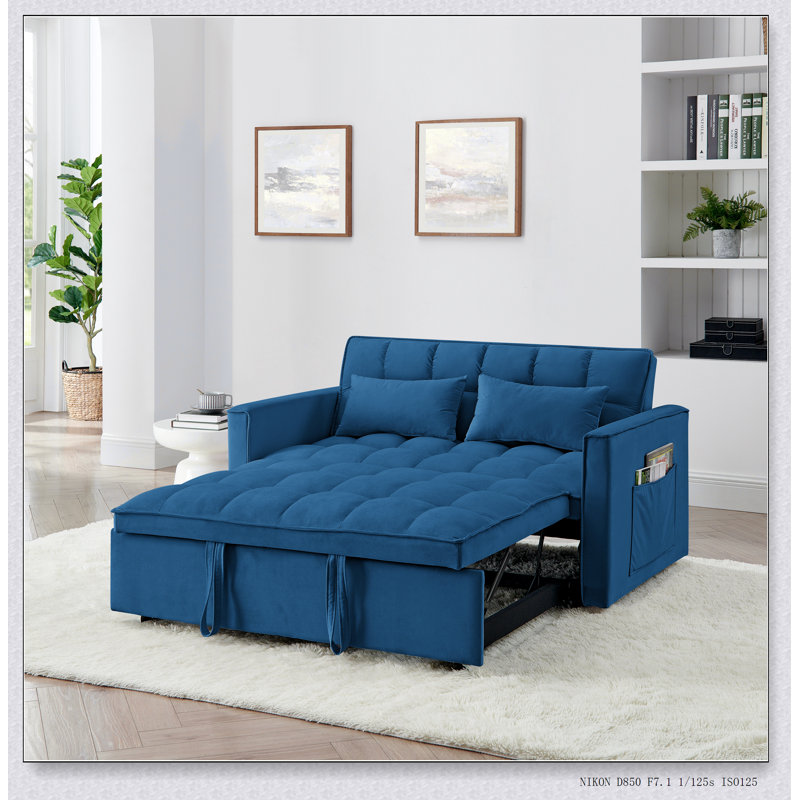 Versatile Foldable Sofa Bed with Adjustable Back for Ultimate Comfort and Space Saving, Antique Blue