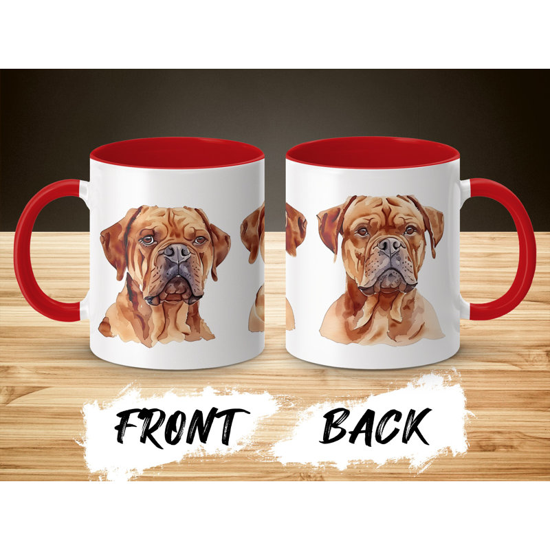 Watercolor Dogue de Bordeaux Design 11oz Coffee Mug, 3