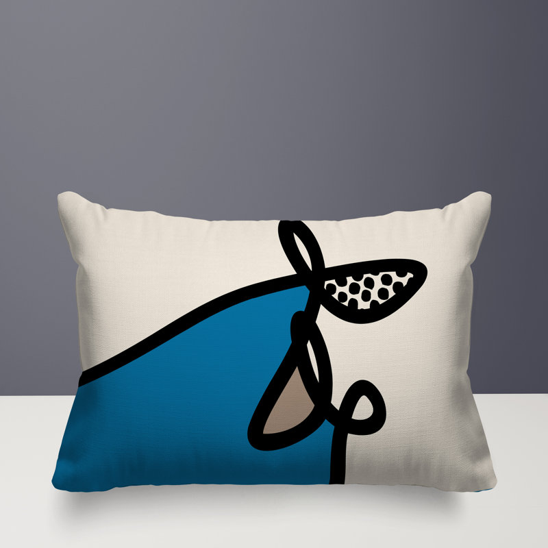 Coussin lombaire réversible intérieur / extérieur Jai Abstract, H 18 po x l 25 po, Turquoise